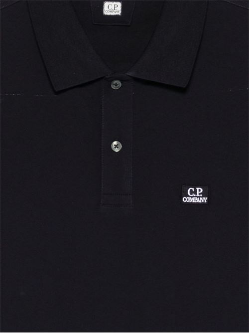 Polo uomo mezza manica nera con patch logo CP COMPANY | RCCMPL721A005263W888